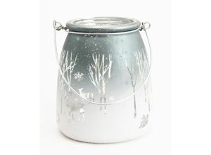 4333692195614 - Trendline - Windlicht Glas Winter ø 12 cm silber-weiß Deko-Kerzenständer & -Teelichthalter