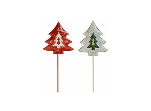 4333692199971 - Trendline - Deko Metallstecker 90 cm rot weiß silber Weihnachten Geschenkidee