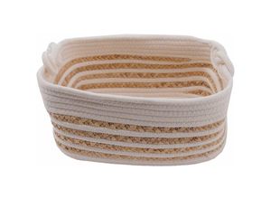 4333692256285 - Aufbewahrungskorb 34 x 24 x 15 cm natur weiß Aufbewahrungskorb - Trendline