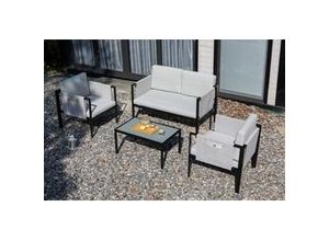 4333692357395 - TrendLine Loungeset Edelstahl Amalfi 4-teilig mit Sofa Sesseln und Tisch