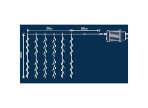 4333692376808 - LED-Lichtervorhang Mini Außen 15 x 1 m warmweiß mit Timer Lichterketten - Trendline