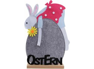 4333692461696 - Deko Osterhase Filz 51 x 35 cm grau weiß pink Osterdeko Hasendeko Ostern - Trendline