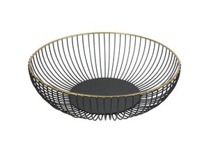 4333692558594 - Deko Metall Korb rund ø 28 x 75 cm schwarz gold - Trendline