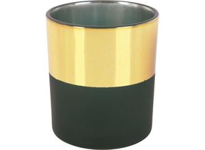 4333692560146 - Deko Glas Teelichthalter 7 x 8 cm gold schwarz - Trendline