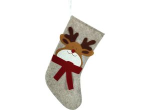 4333692741804 - Deko Weihnachtsanhänger Filz Socke Rentier 22 x 1 x 37 cm grau Hängedekoration - Trendline