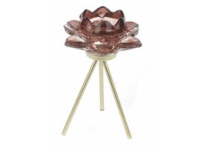 4333692816632 - Teelichthalter Glas 205 cm rose gold Seerose Kerzen & Teelichter - Trendline