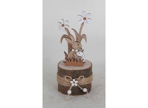 4333692873581 - Trendline - Deko Osterhase auf Stamm Holz 18 x 75 x 7 cm braun Figur