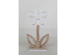 4333692873710 - Trendline - Deko Blume Holz 29 cm braun weiß Figuren Skulpturen & Statuen