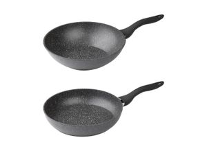 4334036032701 - ERNESTO® Aluminium-Pfanne   -Wok 28 cm in Granitoptik