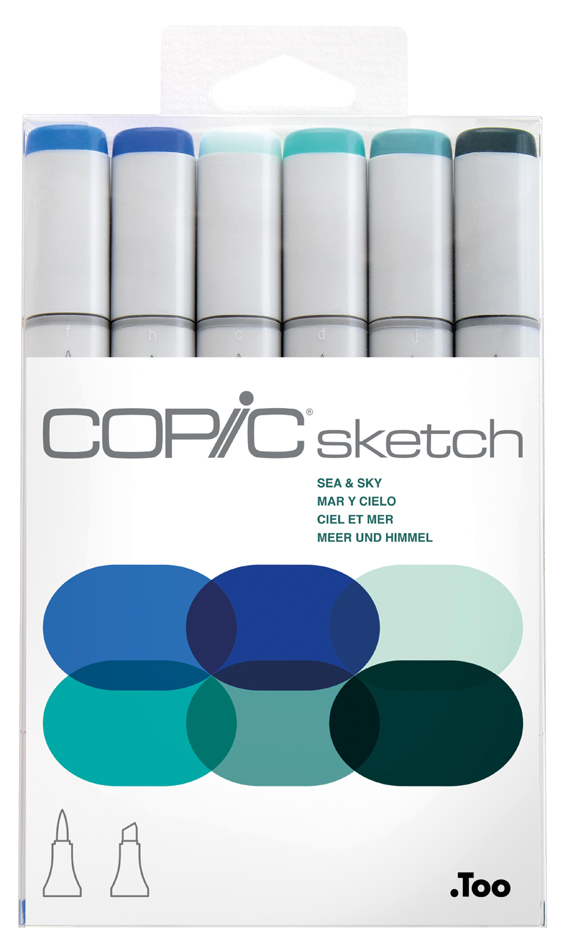 4511338052631 - COPIC Marker sketch 6er Set Sea & Sky Tinte auf Alkoholbasis schnell trocknend untereinander - 1 Stück (21075664)