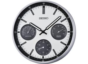 4517228839269 - Wanduhr SEIKO bunt (silberfarben weiß) Wanduhren H 49cm QuarzuhrLeuchtzeigerWohnzimmerEsszimmerKücheArbeitszimmerFlur