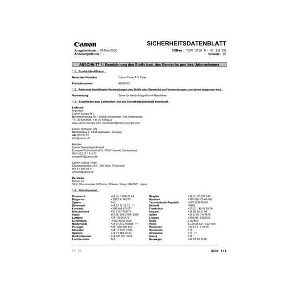 4549292170467 - T10 - Cyan - original - Tonerpatrone - für imageRUNNER C1533iF C1538iF  i-SENSYS X C1533P X C1538P