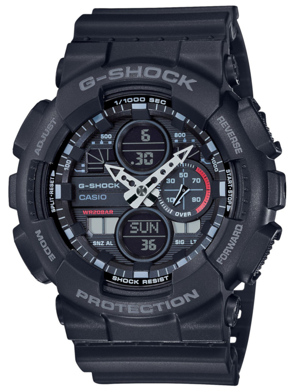 4549526235559 - Chronograph CASIO G-SHOCK GA-140-1A1ER Armbanduhren schwarz Herren Quarzuhren Quarzuhr Armbanduhr Herrenuhr digital bis 20 bar wasserdicht