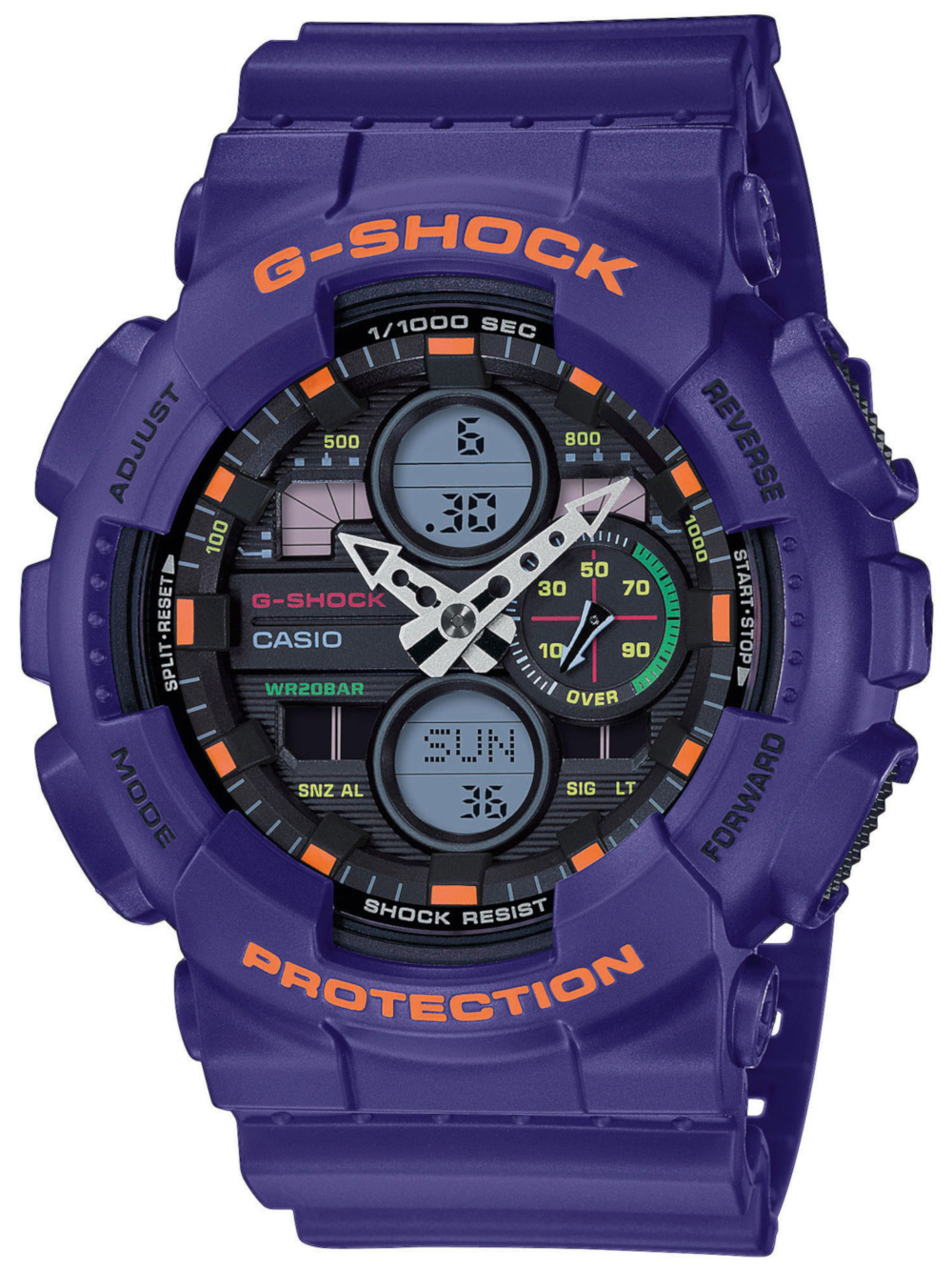 4549526235757 - Chronograph CASIO G-SHOCK GA-140-6AER Armbanduhren blau (lila) Herren Quarzuhren Quarzuhr Armbanduhr Herrenuhr digital bis 20 bar wasserdicht