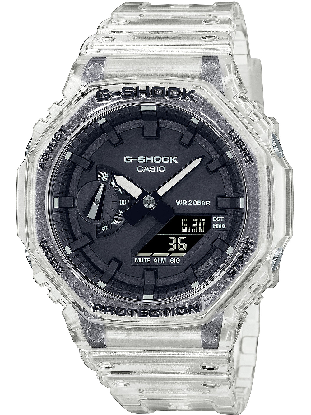 4549526297939 - Chronograph CASIO G-SHOCK GA-2100SKE-7AER Armbanduhren farblos (transparent weiß) Herren Quarzuhren Quarzuhr Armbanduhr Damen Herren digital bis 20 bar wasserdicht 4549526297939 - Chronograph CASIO G-SHOCK GA-2100SKE-7AER Armbanduhren farblos (transparent weiß) Herren Quarzuhren Quarzuhr Armbanduhr Damen Herren digital bis 20 bar wasserdicht