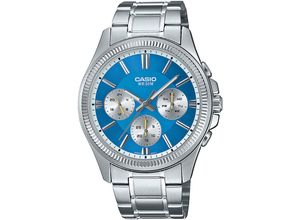 4549526382659 - Quarzuhr CASIO TIMELESS COLLECTION Armbanduhren silberfarben (edelstahlfarben hellblau) Herren Armbanduhr Herrenuhr Edelstahlarmband analog Tag Wochentag