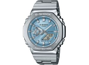 4549526383540 - Chronograph CASIO G-SHOCK Armbanduhren silberfarben hellblau grau Herren Quarzuhr Armbanduhr Herrenuhr Edelstahlarmband Stoppfunktion