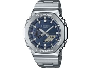 4549526383595 - Chronograph CASIO G-SHOCK Armbanduhren silberfarben dunkelblau grau Herren Quarzuhr Armbanduhr Herrenuhr Edelstahlarmband Stoppfunktion