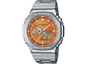 4549526383694 - Chronograph CASIO G-SHOCK Armbanduhren silberfarben orange grau Herren Quarzuhr Armbanduhr Herrenuhr Edelstahlarmband Stoppfunktion