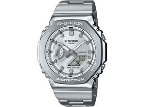 4549526383748 - Chronograph CASIO G-SHOCK Armbanduhren edelstahlfarben silberfarben grau Herren Quarzuhr Armbanduhr Herrenuhr Edelstahlarmband Stoppfunktion