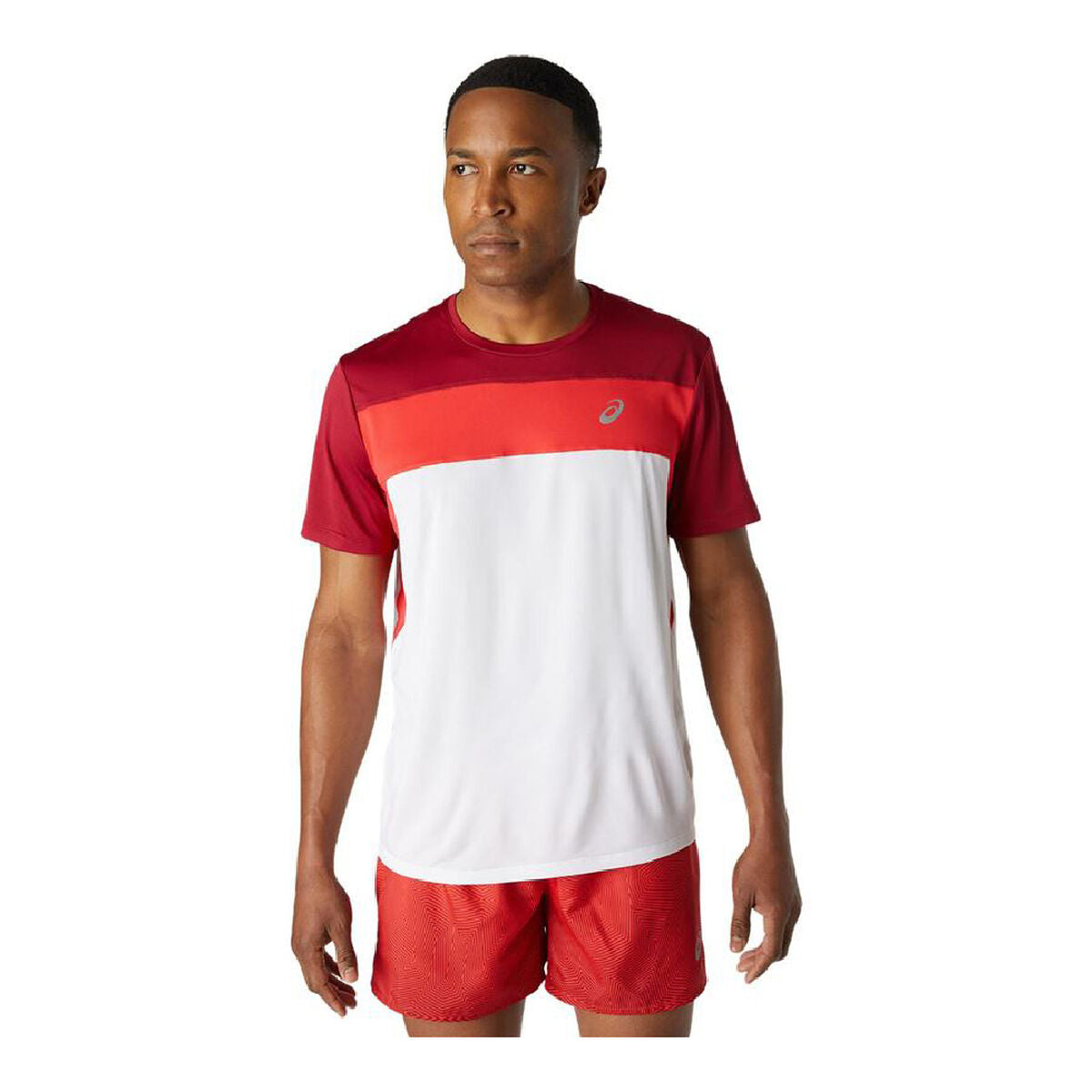 4550329843216 - Herren Kurzarm-T-Shirt Asics Race Weiß Rot