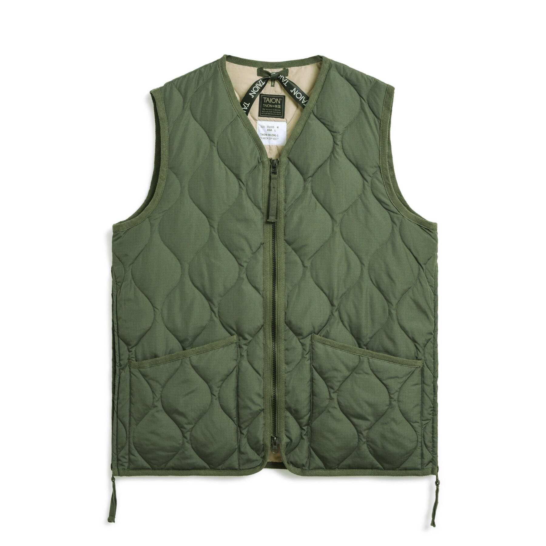 4573693006636 - Ärmellose militärische Daunenjacke mit Reißverschluss und V-Ausschnitt Taion