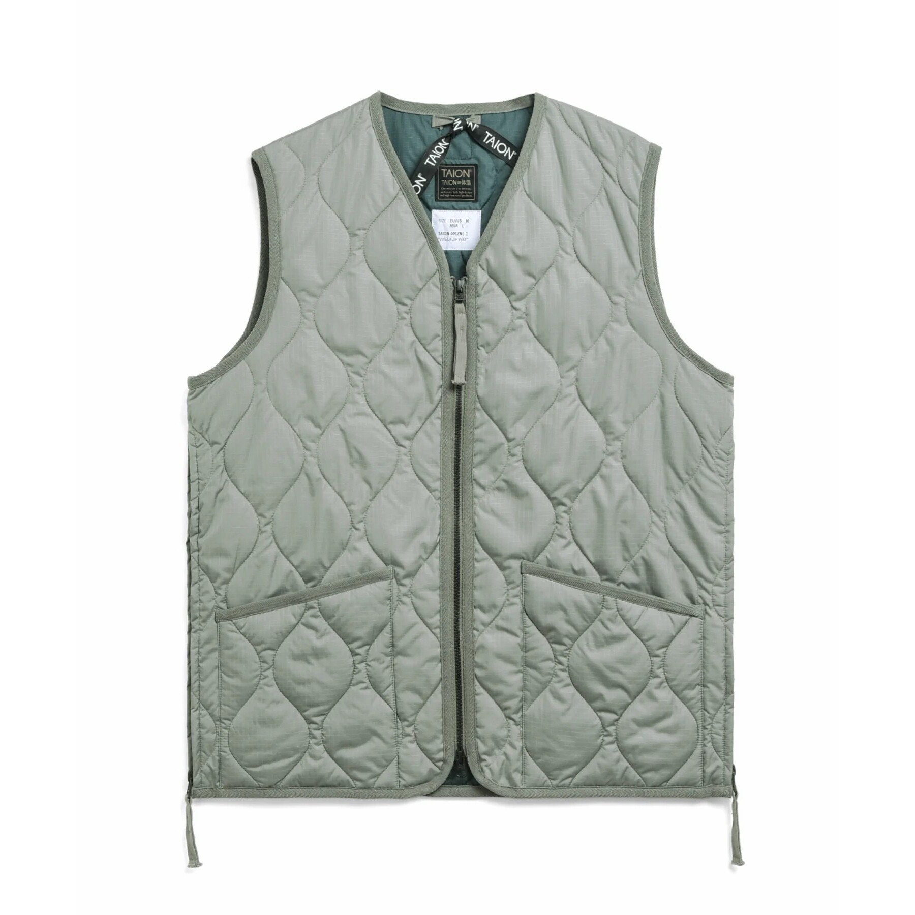 4573693007206 - Ärmellose militärische Daunenjacke mit Reißverschluss und V-Ausschnitt Taion