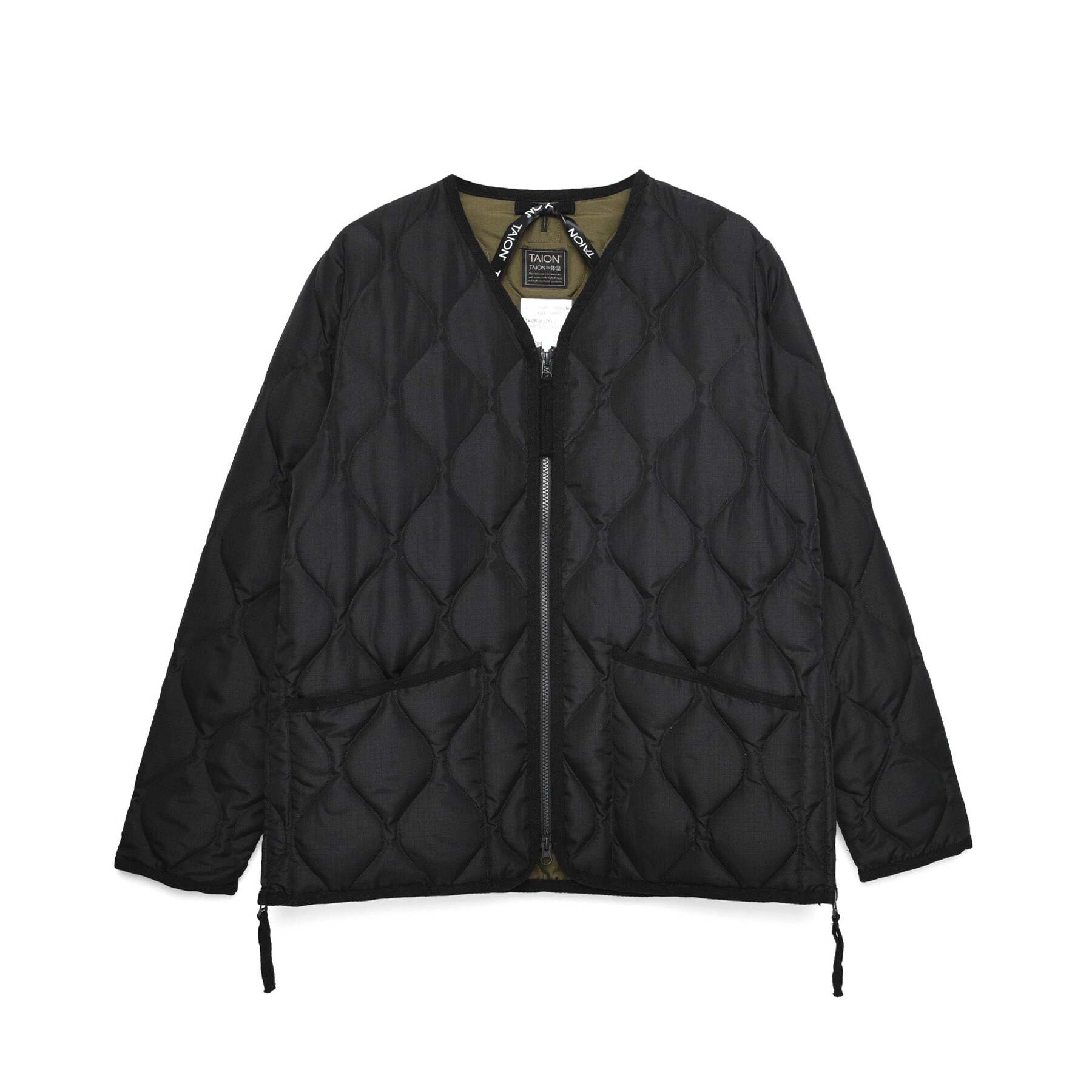 4573693028577 - Militärische Daunenjacke mit Reißverschluss und V-Ausschnitt Taion