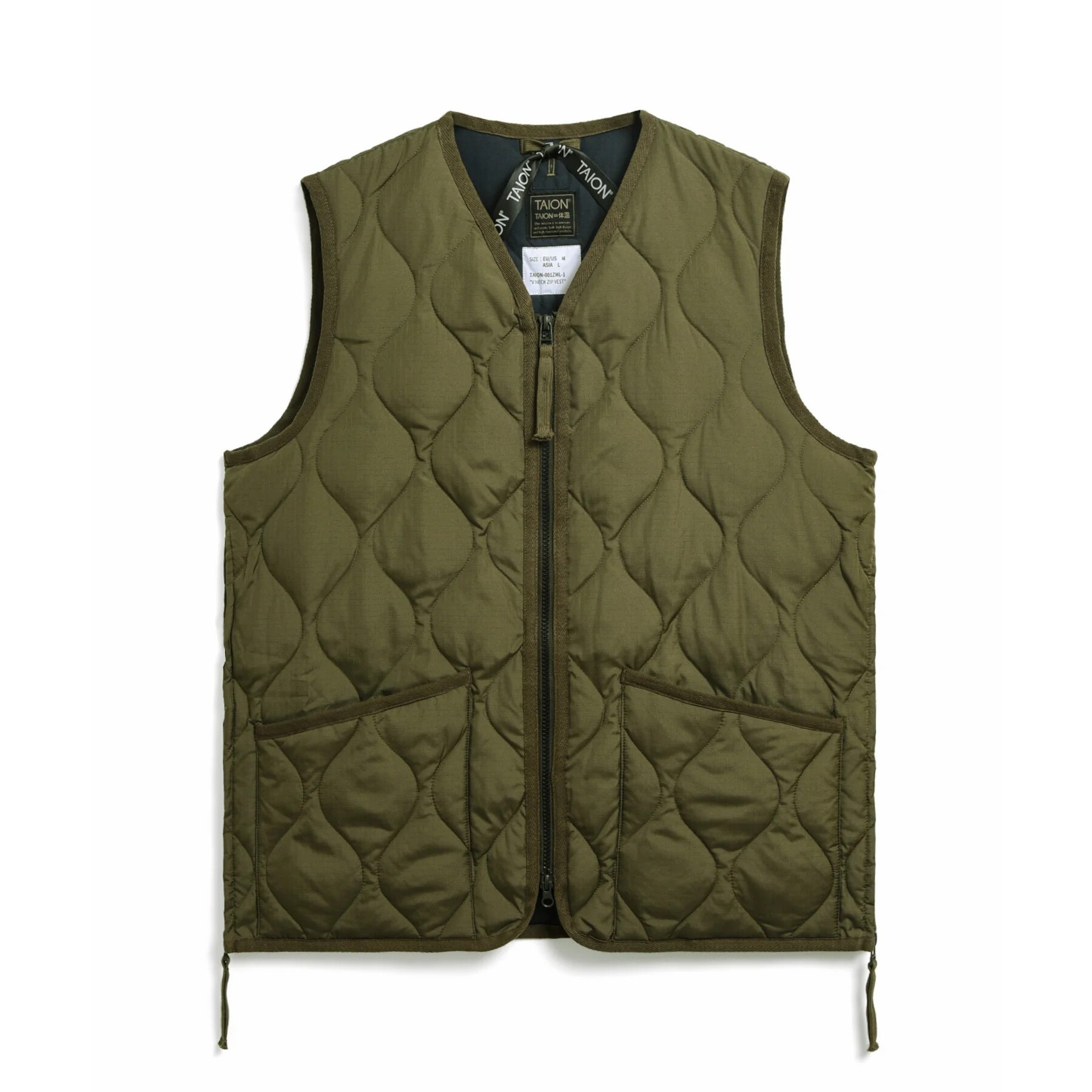 4589738341952 - Ärmellose militärische Daunenjacke mit Reißverschluss und V-Ausschnitt Taion