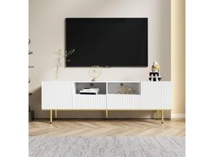 4621277631160 - Okwish - Beschreibung des modernen TV-Schranks TV-Schrank mit goldenen Beinen und goldenem Rand