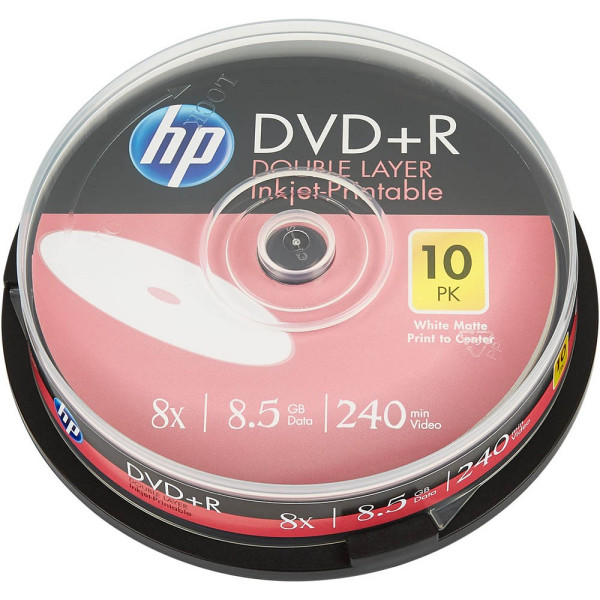 4710212142639 - Hewlett Packard DRE00060WIP - DVD+R DL 85GB 240min 10-er Cakebox bedruckbar (DRE00060WIP)