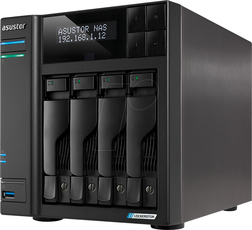 4710474831302 - AS6604T Lockerstor 4 NAS-Server Intel Celeron Quad Core-Prozessor 4GB DDR4 2x 25 Gb s 2x M2 SSD - Steckplätze