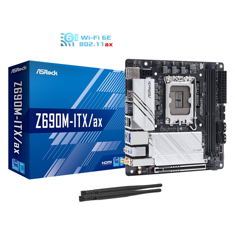 4710483936180 - Z690M-ITX ax Mainboard Sockel (PC) Intel® 1700 Formfaktor (Details) Mini-ITX Mainboard-Chipsatz Intel® Z690