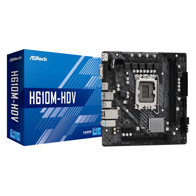 4710483936661 - H610M-HDV - motherboard - micro ATX - LGA1700 Socket - H610 Mainboard - Intel H610 - Intel LGA1700 socket - DDR4 RAM - Micro-ATX