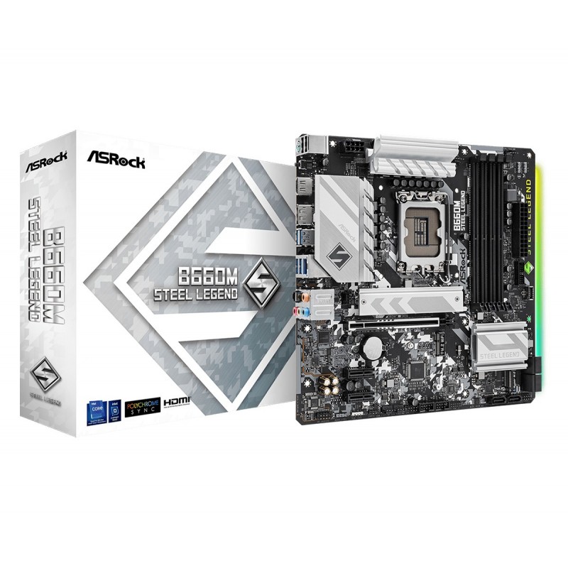 4710483936999 - B660M Steel Legend - motherboard - micro ATX - LGA1700 Socket - B660 Mainboard - Intel B660 - Intel LGA1700 socket - DDR4 RAM - Micro-ATX