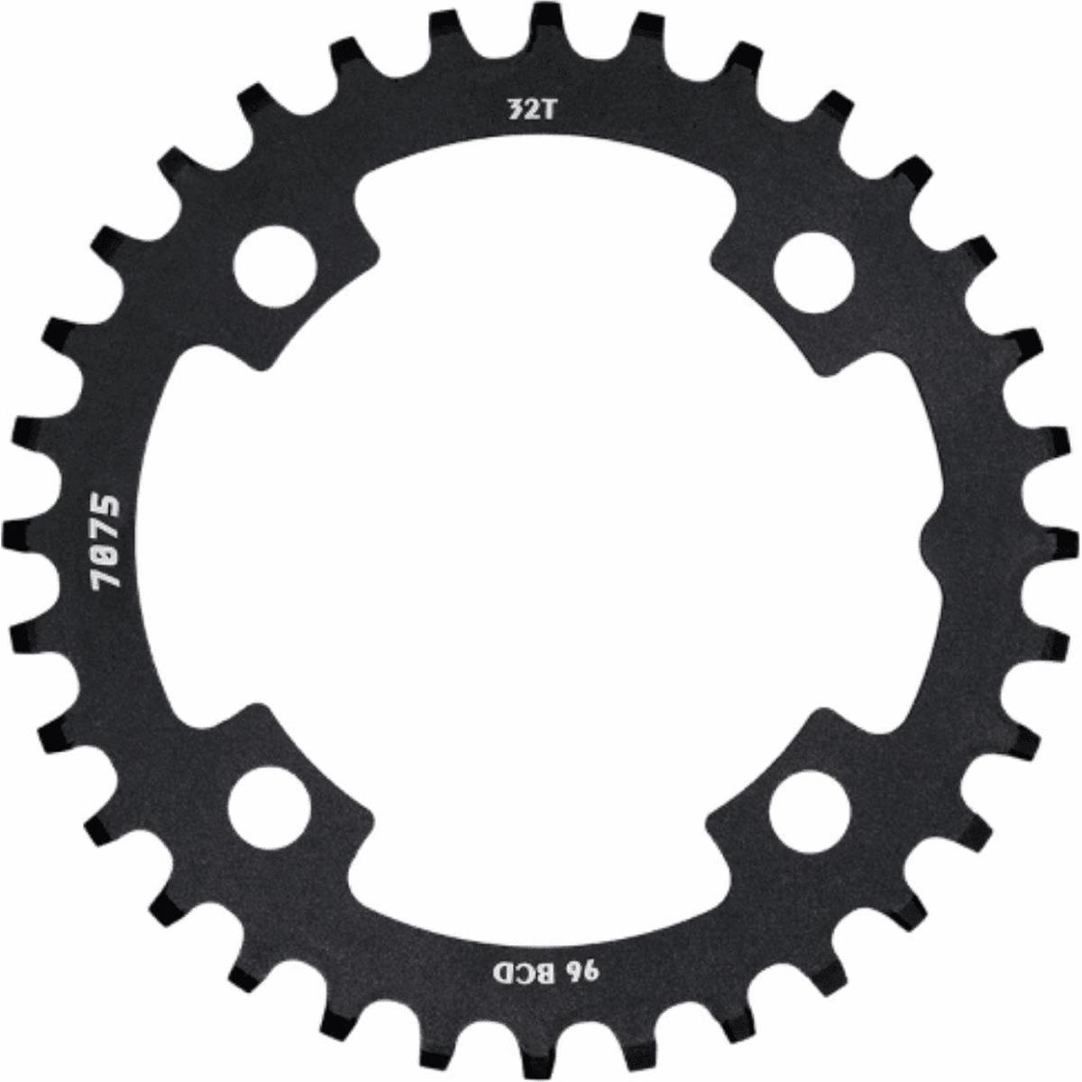 4710944256543 - Einzelkranz MTB 32 Zähne BCD 96mm aus Aluminium 7075 Schwarz - Kompatibel mit SUNRACE