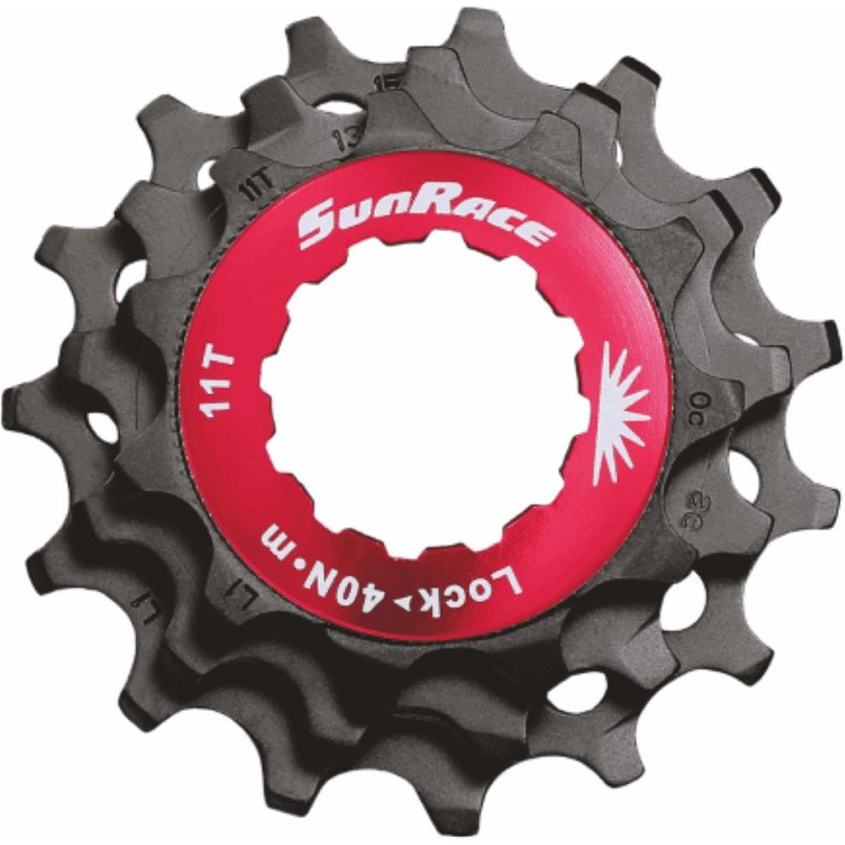 4710944264135 - Rotes Lockring-Set und 11V schwarze Aluminium-Ritzel für Shimano Sunrace