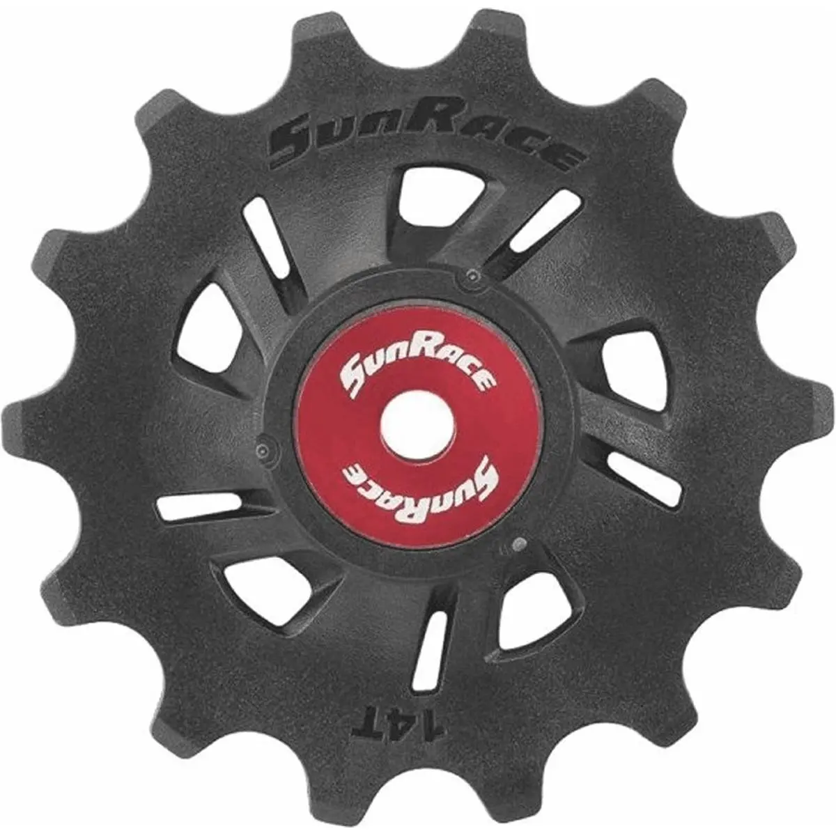 4710944264913 - Universelle 14-Zahn Schaltrolle Schwarz Rot Kompatibel mit Shimano Campagnolo und SRAM - SUNRACE