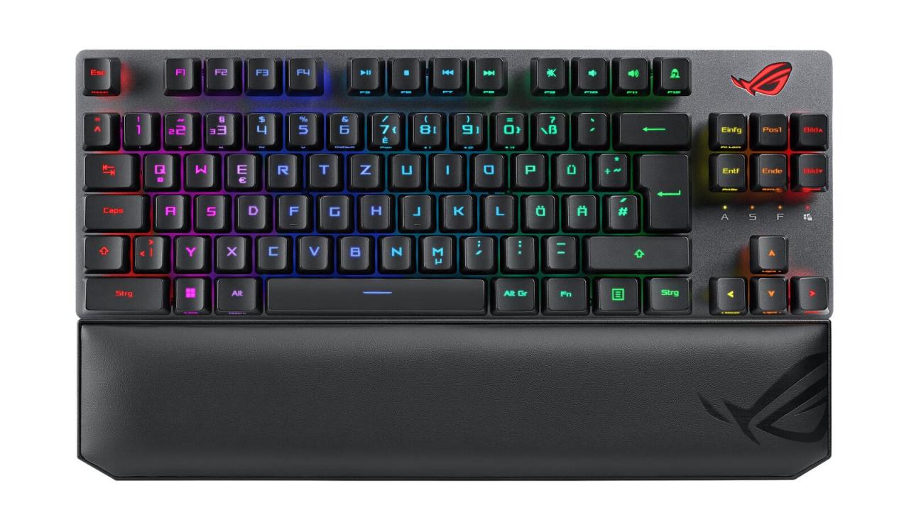 4711081321873 - ASUS ROG Strix Scope RX TKL Deluxe - Tastatur - Hintergrundbeleuchtung - kabellos - USB RF Bluetooth 52 - Deutsch