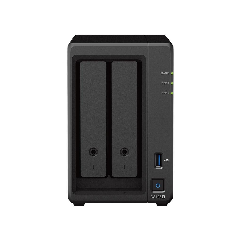 4711174724444 - Disk Station DS723+ - NAS-Server - 2 Schächte - RAID RAID 0 1 JBOD - RAM 2 GB - Gigabit Ethernet