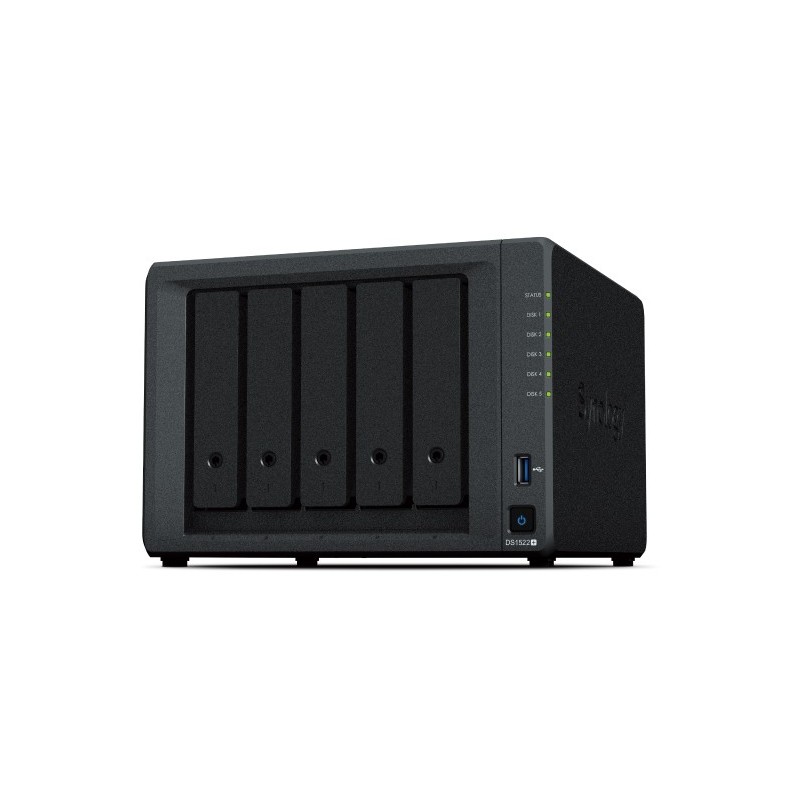 4711174724468 - Disk Station DS1522+ - NAS-Server - 5 Schächte - SATA 6Gb s - RAID RAID 0 1 5 6 10 JBOD - RAM 8 GB