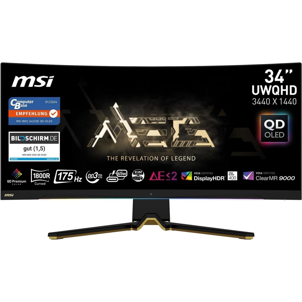 4711377030250 - G (A bis G) Curved-Gaming-OLED-Monitor MEG 342C QD-OLED Monitore 3 Jahre Herstellergarantie höhenverstellbar USB-C schwarz Monitore Bestseller