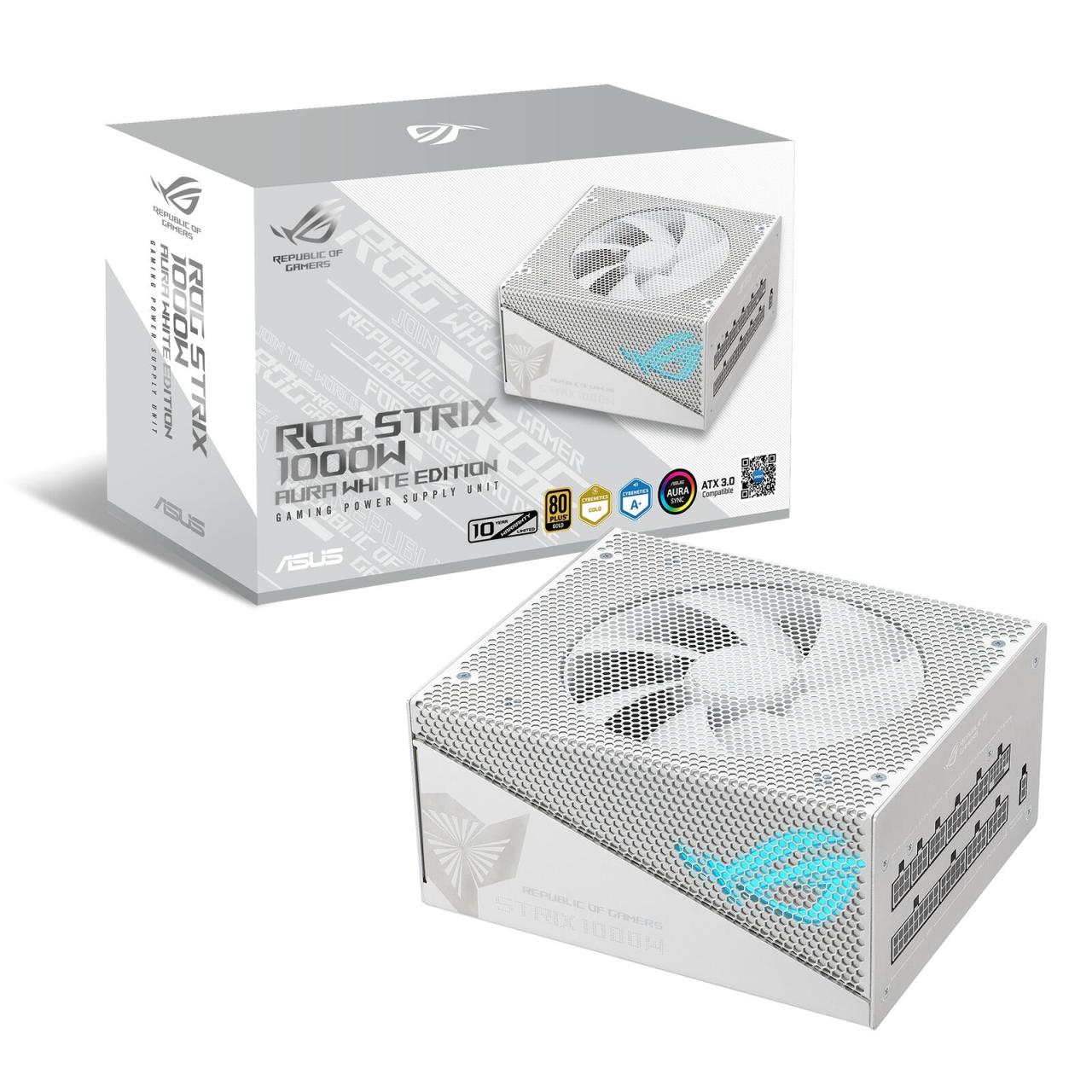 4711387276389 - 0 ASUS ROG Strix 1000G Aura White Edition vollmodulares Gaming Netzteil (1000 Watt Aura Sync ARGB Beleuchtung ATX 30 Ko