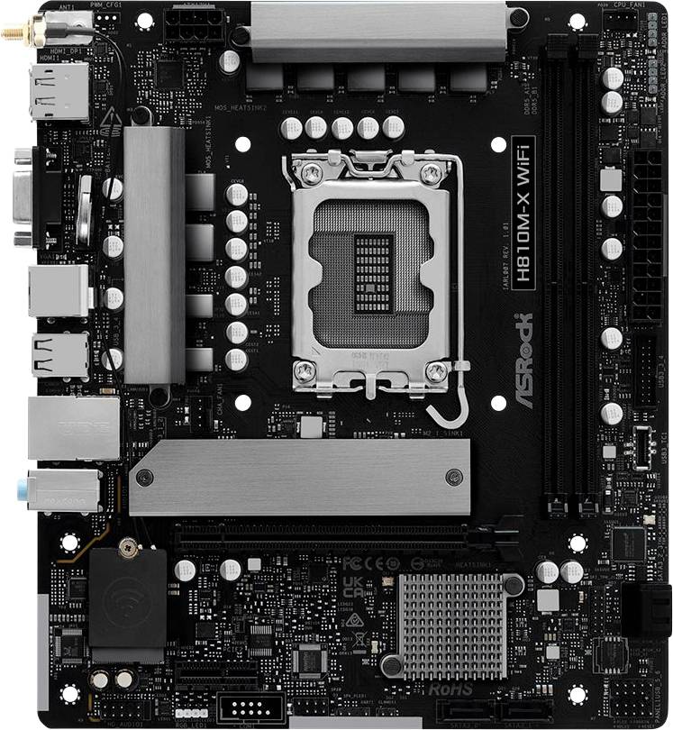 4711581490659 - H810M-X WIFI - motherboard - micro ATX - LGA1851 Socket - H810 Mainboard - Intel H810 - Intel LGA1851 socket - DDR5 RAM - Micro-ATX