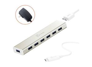 4712795080957 - j5create JCH377-N 7 Port USB 32 Gen 1-Hub (USB 30) Silber