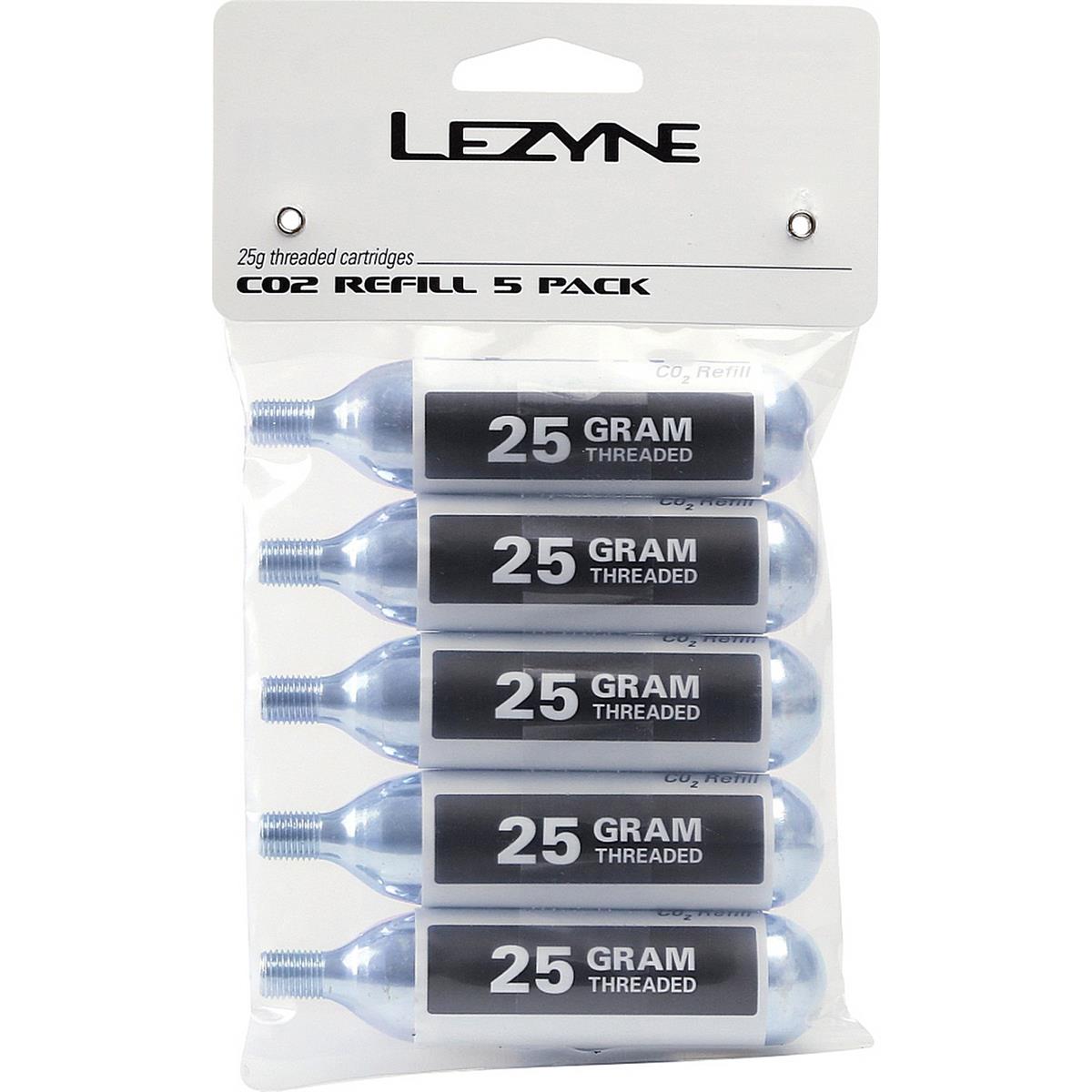 4712805976232 - Lezyne CO2 Kartuschen 25g für Pumpen - 5er Pack für MTB Reifen