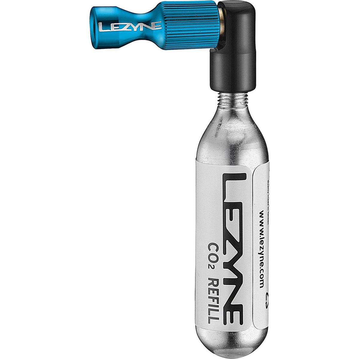 4712805990085 - Lezyne CO2 Pumpe Trigger Drive mit 16g Kartusche Blau - Schnelle und kontrollierte Pumpe für Presta und Schrader Ventile