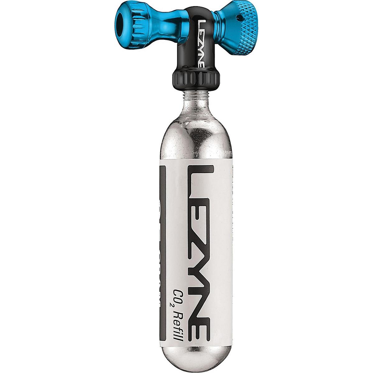 4712805990122 - Lezyne CO2 Pumpe Kontroll Drive CNC Glänzend Blau 16g mit Aluminium Auslass