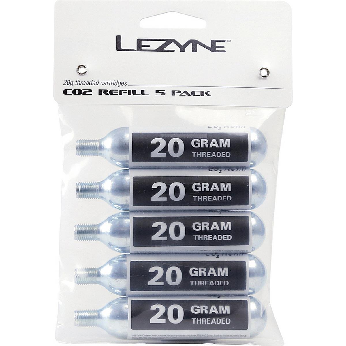 4712805996650 - Lezyne CO2 Kartuschen 20g - 5er Pack für Fahrradreifenfüllung