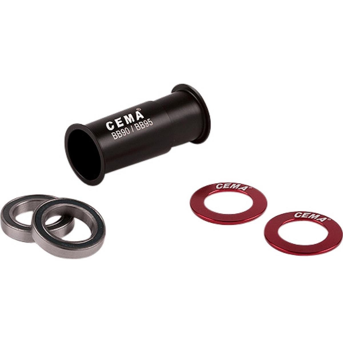 4712910902386 - Zentralantrieb BB90-BB95 für SRAM GXP Breite 905-95 mm Durchmesser 37 mm Chromstahl Schwarz Rot